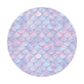 Lofaris Mermaid Scales Round Happy Birthday Backdrop For Party